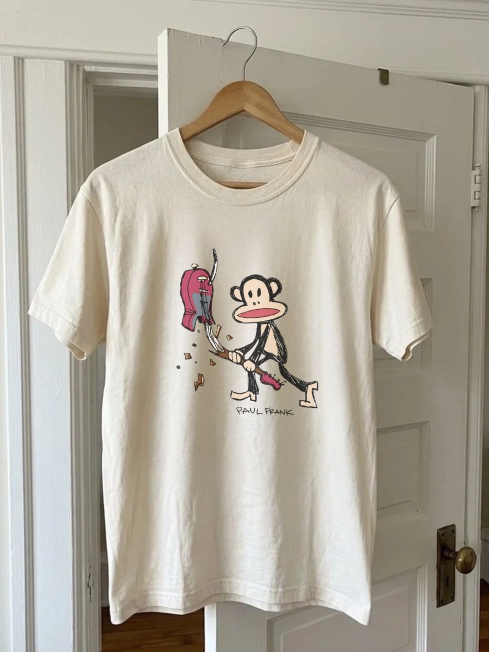 Gildan Monkey Graphic Tee Funny Tee Size L White